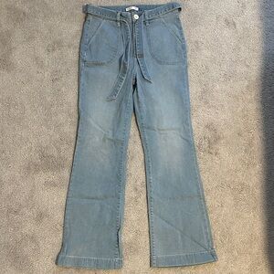 LC Lauren Conrad Light Blue Denim Wide Leg Jeans with Tie Belt